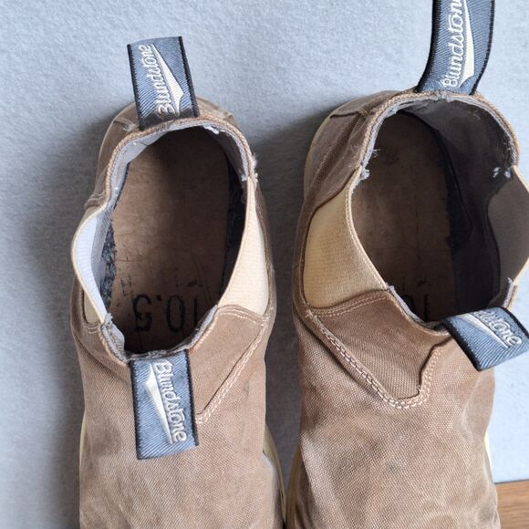 Blundstone Chelsea Boots Men Tan Canvas Pull On Ankle Size 10.5 AU 11.5 US - Picture 12 of 13